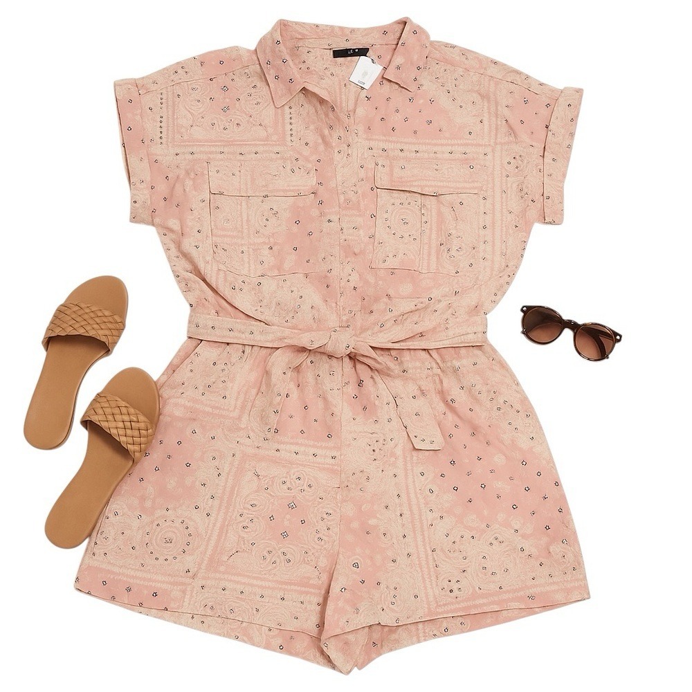Lane Bryant Paisley Bandana Print Belted Romper Size 16 NWT Summer Resort Wear - Picture 15 of 15